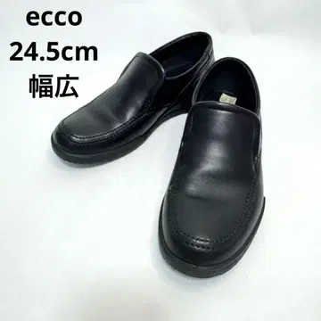 [ 고품질 ] ecco 와이드 블랙 가죽 슬립온 우먼