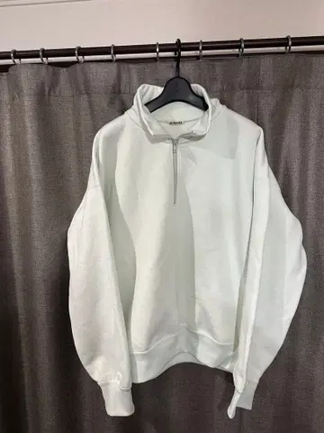 AURALEE BAGGY POLYESTER SWEAT HALF ZIP