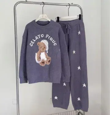 니트 파자마 세트 여성용 가을/겨울 신상 촉촉 속기모 따뜻한 홈웨어