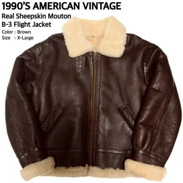 90S 빈티지 리얼 양가죽 무스탕 B-3 플라이트 자켓 LL