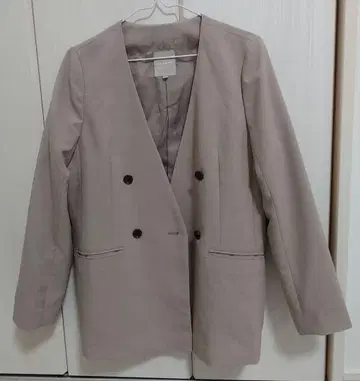 LEPSIM 노카라 더블 버튼 자켓 베이지