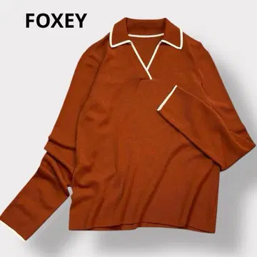 [ 새상품급 최근 모델 울 100% ] 폭시 카라 부착 니트 바이컬러