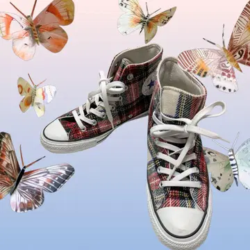 컨버스 타탄 체크 하이컷 스니커즈 24.5cm