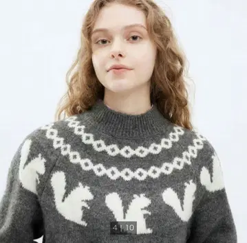 유니클로 x JW ANDERSON 콜라보 다람쥐 패턴 노르딕 스웨터 L