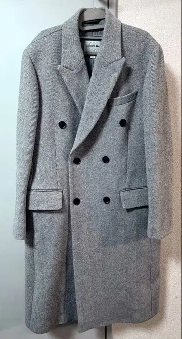 LACOSTE[라코스테] 더블 브레스트 롱 코트 헤링본