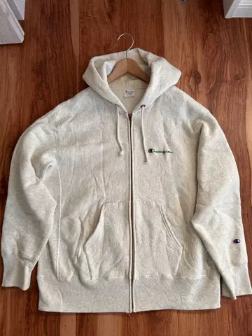 Champion 리버스 위브 풀 집업 후드티 라이트 그레이 두꺼운 원단