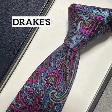드레익스 넥타이 보라색 파랑 페이즐리 무늬