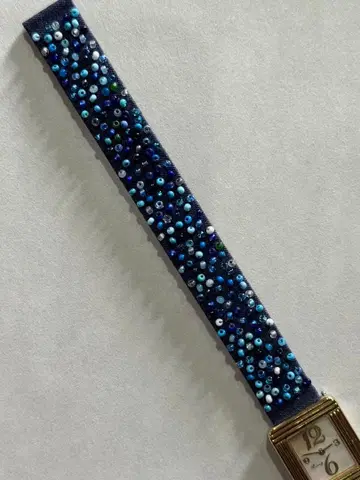 poiray 포알레 원피스 벨트 데님 컬러풀 파랑 비즈