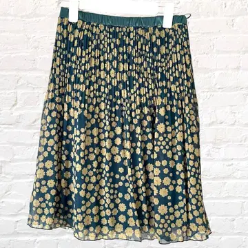 앙파스 플리츠 스커트 꽃무늬 올 패턴 안감 레이스 걸리시 허리밴딩