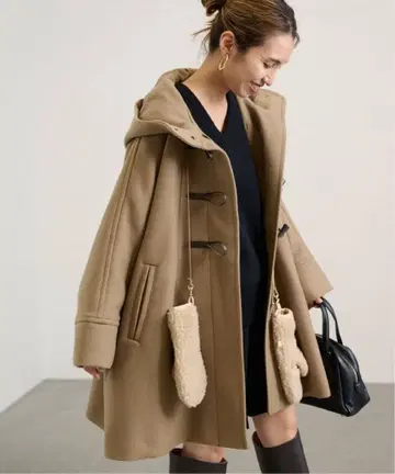 프레임워크 멜톤 더플 판초 코트 36 카멜