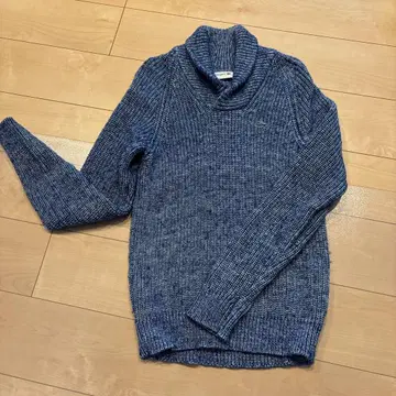 LACOSTE 카라 부착 니트 니트 스웨터 파랑