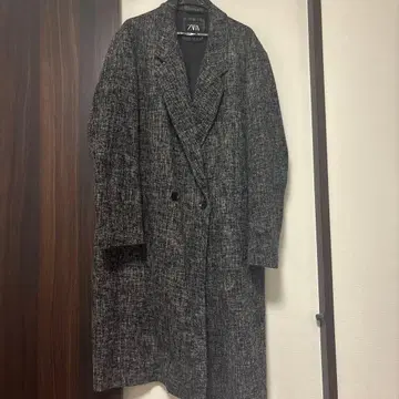 [ 거의 미사용품 ] ZARA 더블 브레스트 체스터 코트 그레이 계열