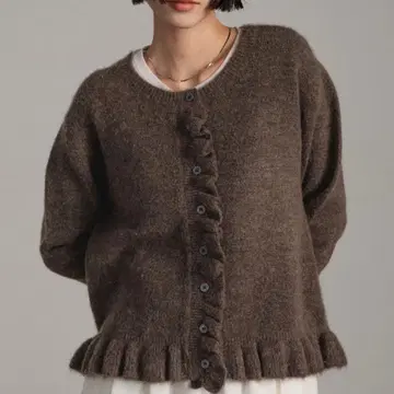 치비 프릴 가디건 LS [ 브라운 ]