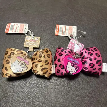 헬로키티 레오파드 무늬 리본 키링 시마무라