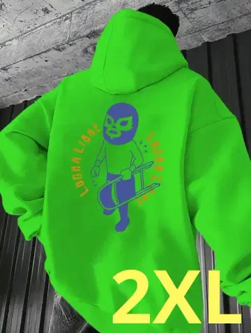 마지막 1개 12 루차 리브레 후드티 후디 형광 그린 2XL