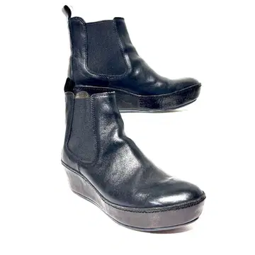 레어 [ SAYA ] 사야 사이드 고어 부츠 웨지솔 가죽 23.5cm