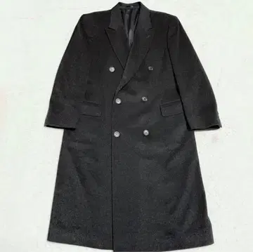 새상품급 퓨어 캐시미어 롱 체스터 코트 차콜 그레이 더블
