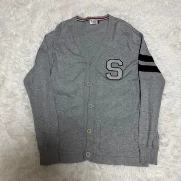 90s 00s Smutz 레터드 가디건 그레이 트리코롤 L 사이즈