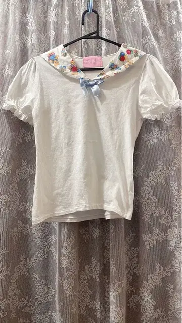 NILE PERCH 곰돌이 패턴 세일러 카라 T셔츠