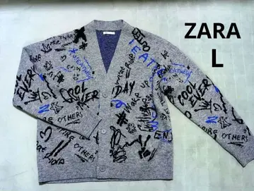 ZARA 자라 그래픽 자카드 가디건 그레이 L 42