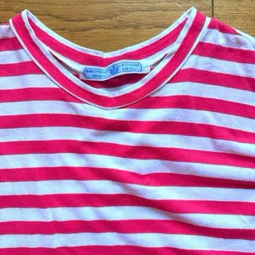 올드맨즈 테일러 핑크 보더 T셔츠 오버사이즈 튜닉