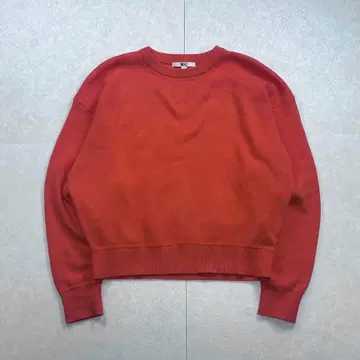 유니클로 스무스 코튼 크루넥 스웨터 오렌지 S