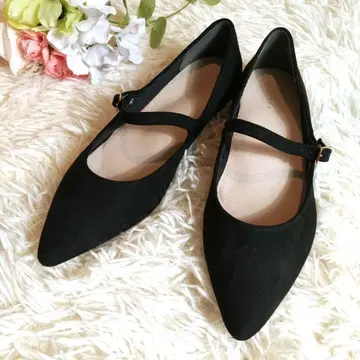 고품질 란다 멜리 제인 스틸레토 플랫 펌프스 블랙 23cm