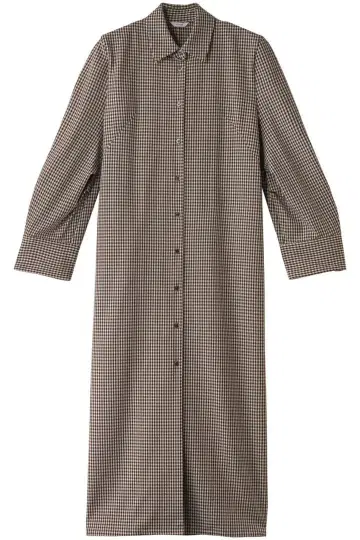 클라네 POWER SHOULDER CHECK SHIRT ONEPIECE