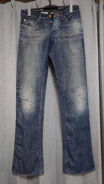 ENERGIE 스트레이트 청바지 M 데미지 가공 이탈리아제 버튼 플라이