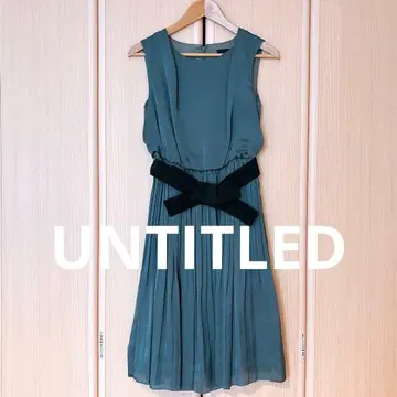 UNTITLED 허리 리본 플리츠 드레스 그린