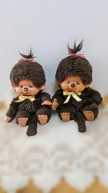 빈티지 인형 몽치치 2체 세트