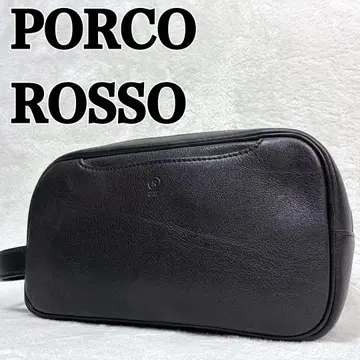 새상품급 PORCO ROSSO 포르코 로쏘 세컨드백 올 가죽 블랙