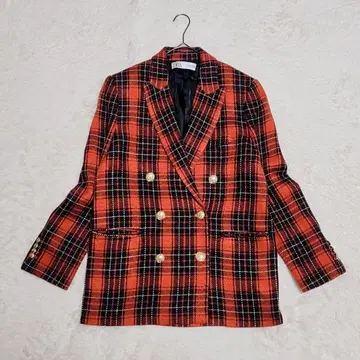 ZARA 자라 트위드 자켓 더블 브레스트 골드 버튼 체크 무늬 M
