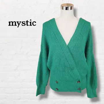 미스틱 앞 버튼 카슈쿨 니트 [M 상당] 그린