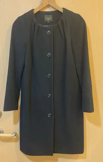 [ BEAMS ] 블랙 울 노카라 롱 코트