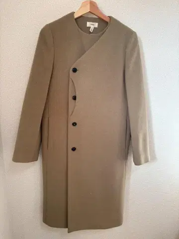 HYKE 베이지 울 x 캐시미어 롱 코트 멜톤 코트 [ 반값 이하 ]