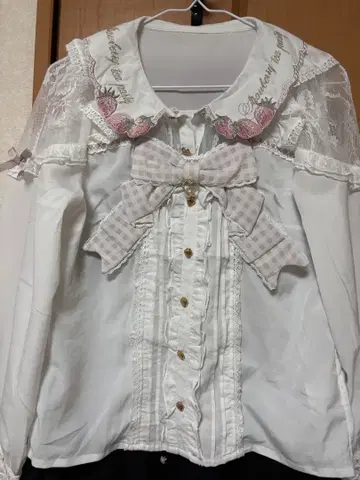 스트로베리 자수 블라우스 리즈리사