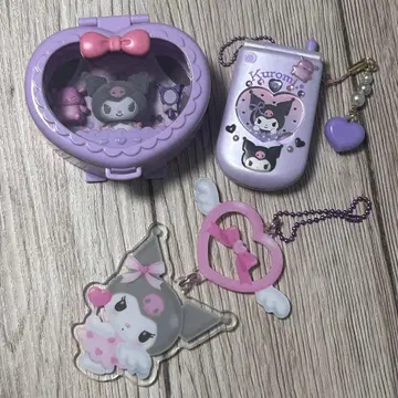 산리오 쿠로미 고르기 휴대폰 사진 폴더 하트 피규어 아크릴 키링