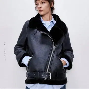 ZARA 블랙 가죽 라이더 자켓