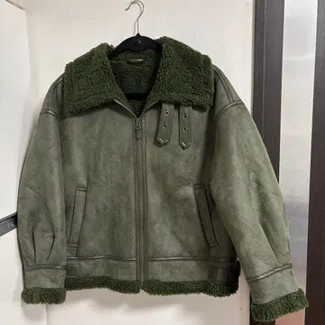 [ 거의 새상품 ] MURUA 무스탕 자켓 코트 올리브 그린