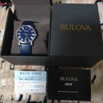 BULOVA 손목시계 네이비 가죽