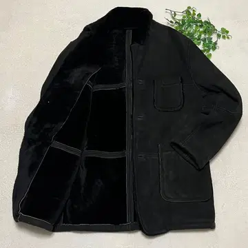 라텐다 무스탕 코트 올 블랙 천연 가죽