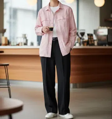 Y8441*allegri 알레그리 스트라이프 패턴 린넨 셔츠 빨흰 48