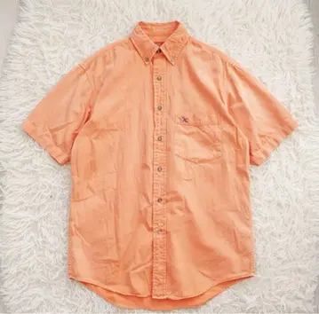 Y3588*90s 에디 바우어 반팔 셔츠 오렌지 원포인트