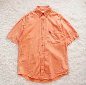 Y3588*90s 에디 바우어 반팔 셔츠 오렌지 원포인트