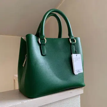 그린 합성 피혁 숄더백