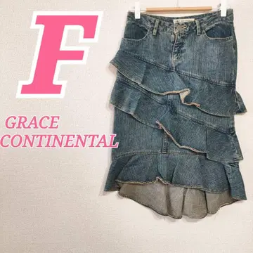 GRACE CONTINENTAL 프릴 데님 스커트 F 걸리시 가을/겨울