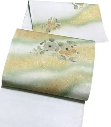 A 102 후쿠로 오비 대태고 오비 나전 금채 금실 꽃 기모노