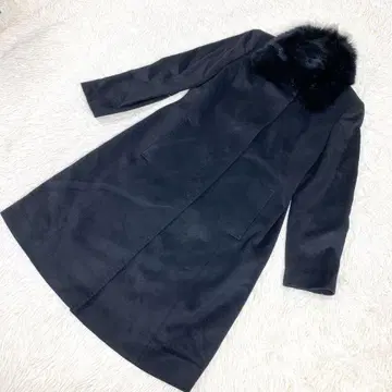 [ 캐시미어 100 ] 롱 코트 퍼 탈부착 가능 블랙 9호