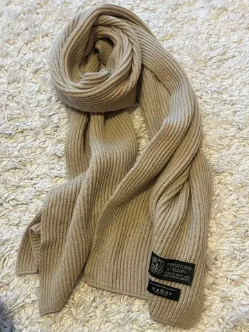 [클리닝 완료] 존스턴스 캐시미어 니트 머플러 애로우즈 별주 베이지
